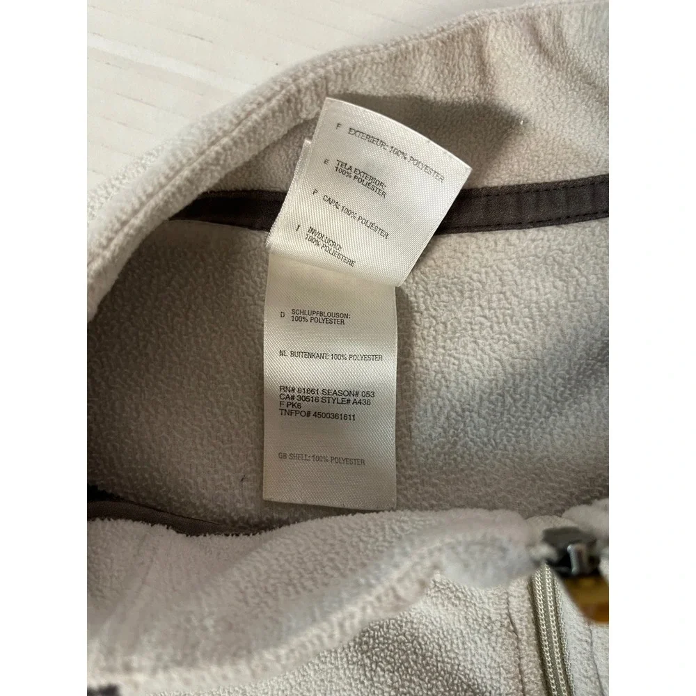 The North Face Fleece Pullover Mens Medium Cream Black Quarter Zip A436